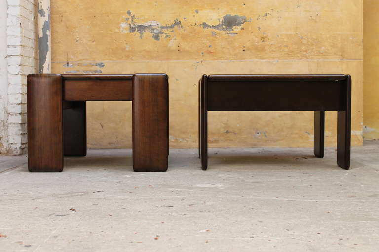 Two Side Tables with Oakwood and Slate Tops, Italy, 1970s For Sale 3