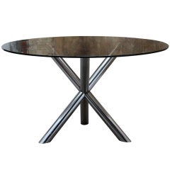 Smoked Glass and Chrome Dining Table by Roche Bobois