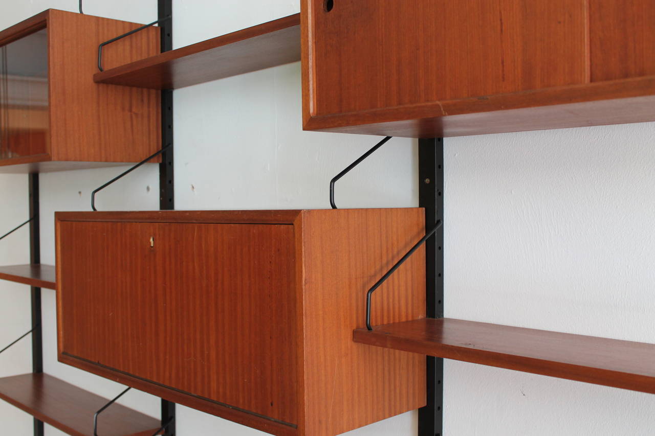 Wood Teak Wall Unit, Denmark, 1950, Poul Cadovius For Sale