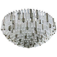 Extra Large Venini Chandelier Clear and Smoked Triedi Glasses