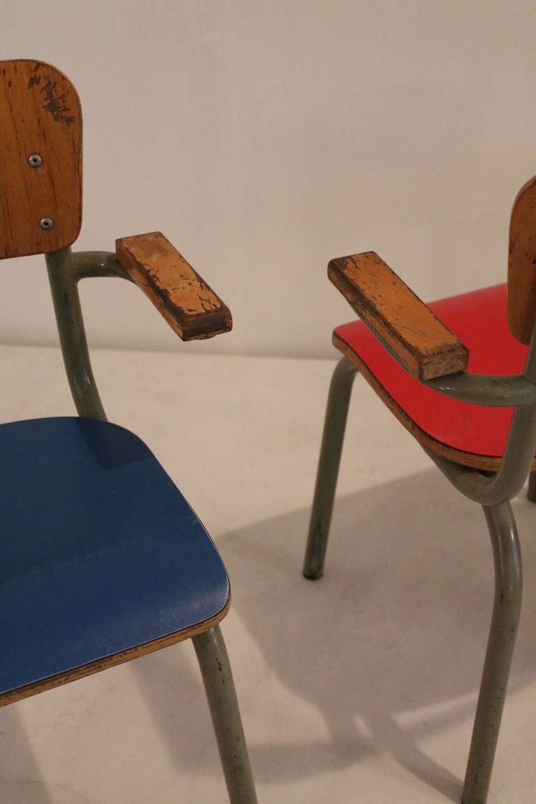 Belgian 21 industrial chairs for children by Willy van der Meeren , Tubax Belgium  1950