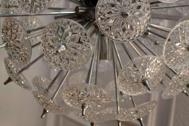 Belgium snowflake sputnik chandelier chrome and cristal glass 1960s 1