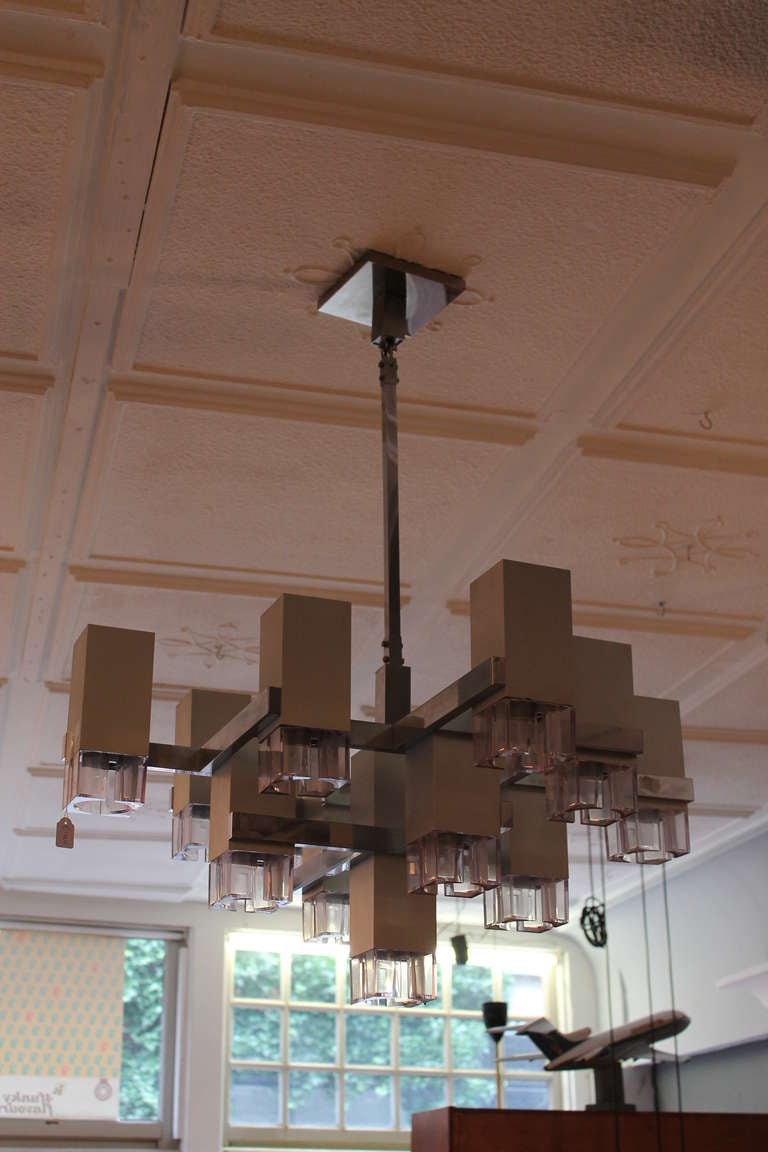 Large  Sciolari cube chandelier Italy  1960 's In Good Condition In Antwerp, BE