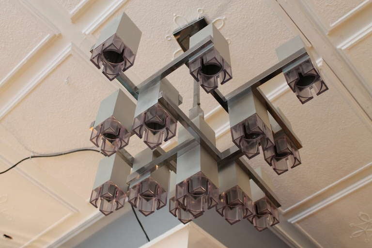 Mid-20th Century Large  Sciolari cube chandelier Italy  1960 's