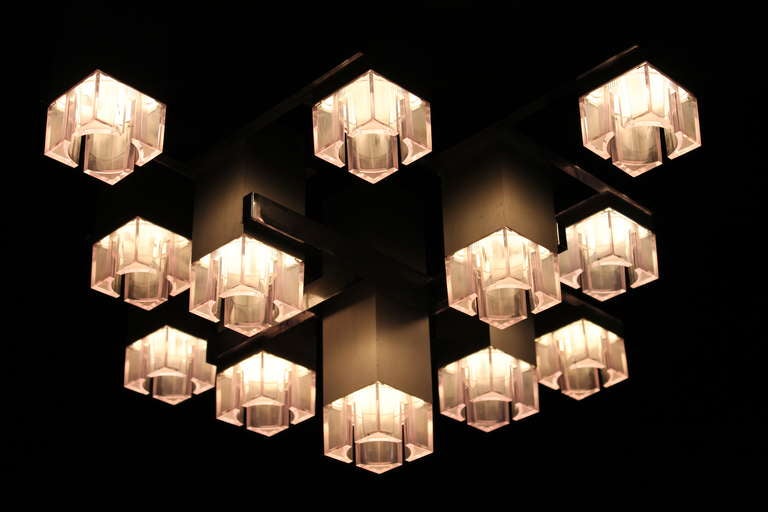 Italian Large  Sciolari cube chandelier Italy  1960 's