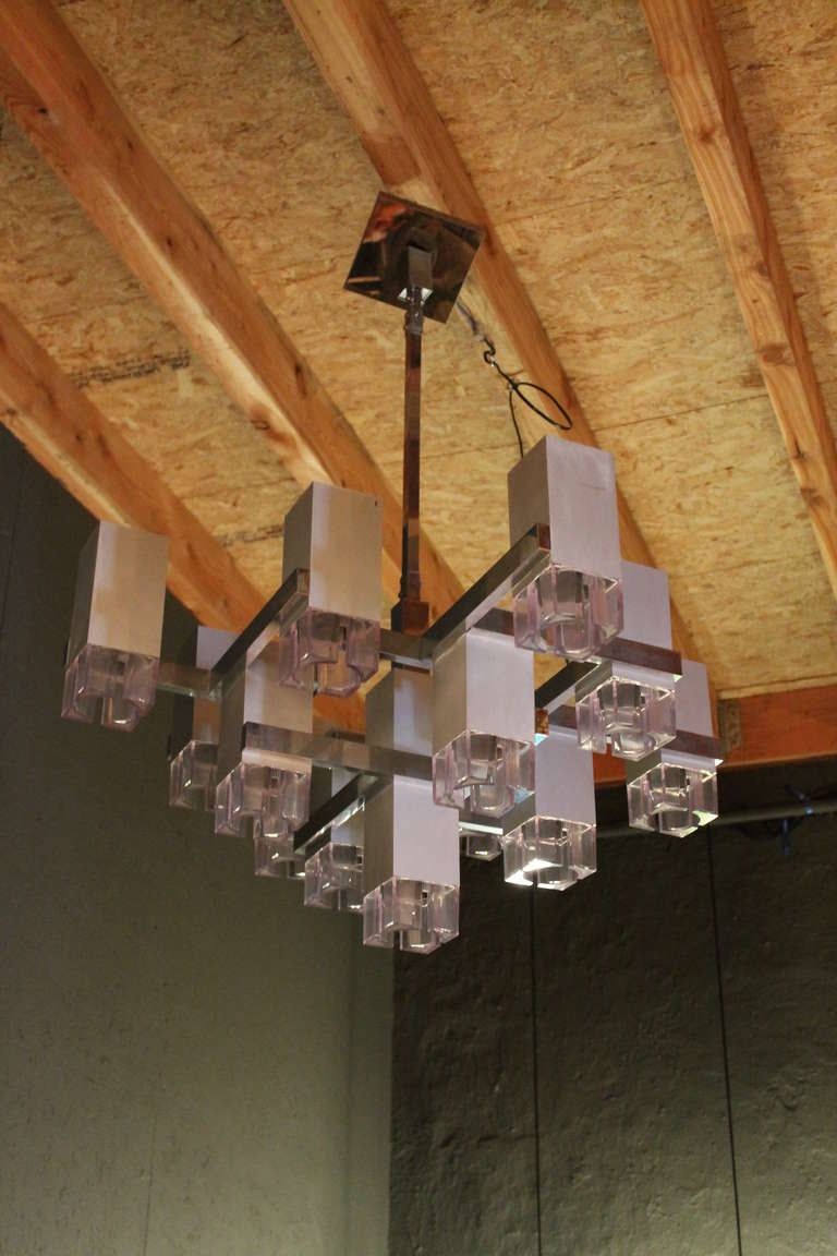 Large  Sciolari cube chandelier Italy  1960 's 2