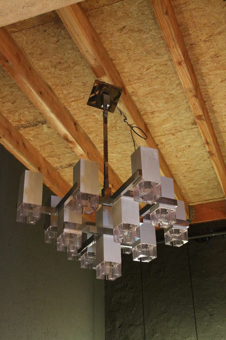 Large  Sciolari cube chandelier Italy  1960 's 3