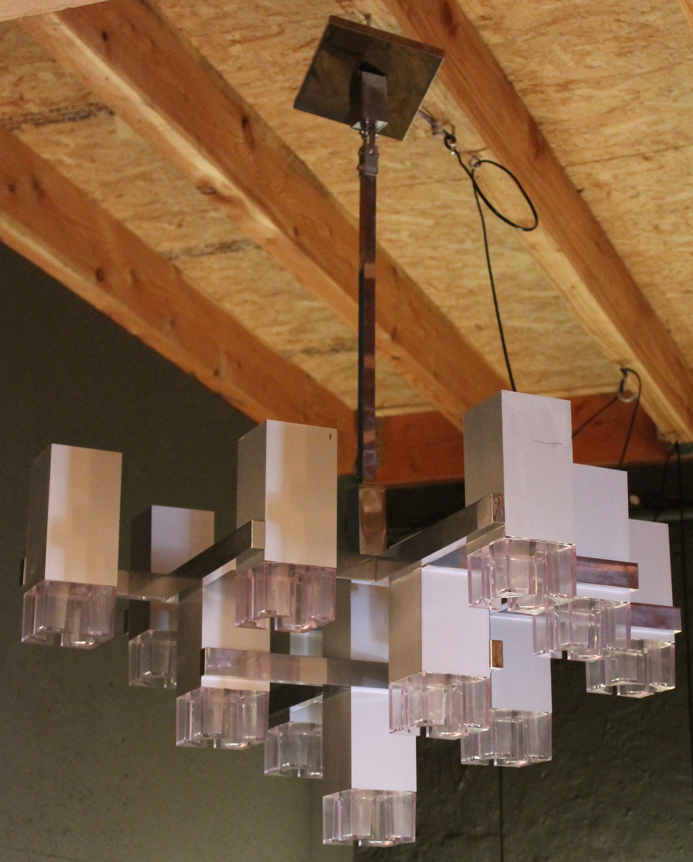 Large  Sciolari cube chandelier Italy  1960 's