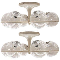 A Pair of 2042/6 Glass Ball Ceiling Lights by Gino Sarfatti for Arteluce