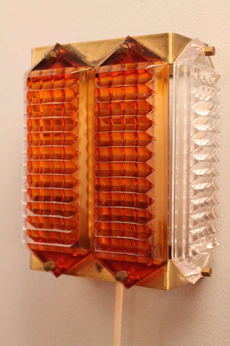 Mid-20th Century 2 Wall Sconces By W. Berndt Sweden  Swedish Crystal 1950
