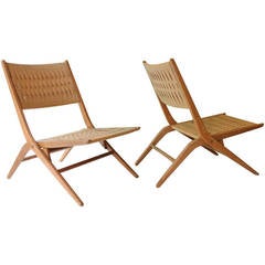 Pair of Folding Chairs in the Manner of Gio Ponti,  Italy, 1950s