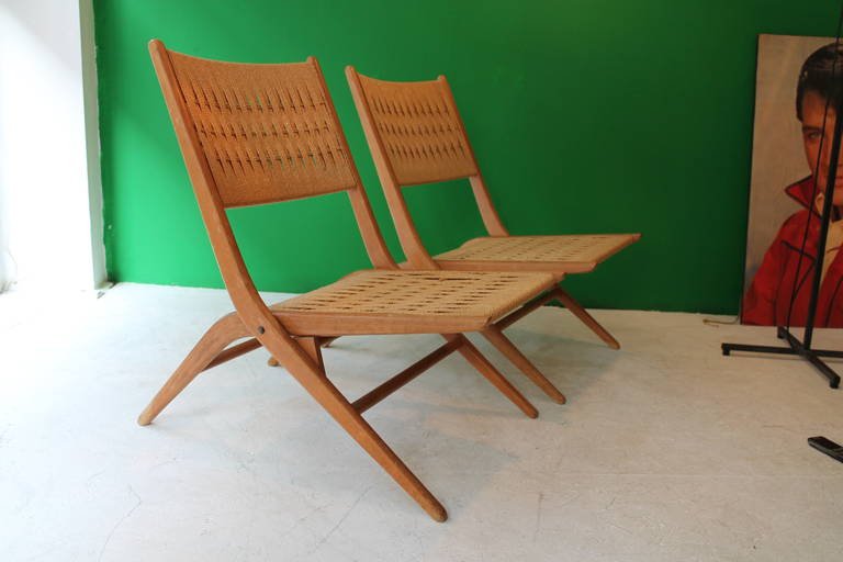 Pair of Folding Chairs in the Manner of Gio Ponti,  Italy, 1950s
