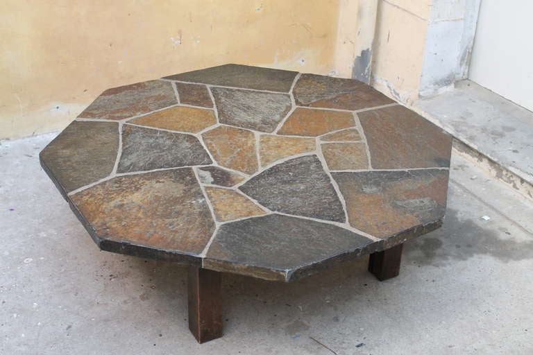 Slate coffee table attributed to Paul Kingma, Holland, 1970s.

Slate tile top on a wenge wooden base.

Good original condition.
