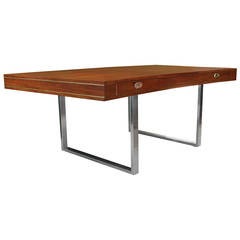 Vintage Rosewood President Desk with Chrome-Plated Steel Base