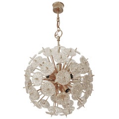 Belgium Snowflake Brass and Crystal Sputnik Chandelier 1960s Belgium Snowflake Brass and Crystal Sputnik Chandelier 1960s