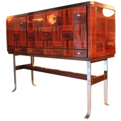 Unique gloss rosewood bar 1950's France French lacquered palisander wood