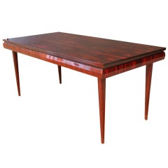 Unique Gloss Rosewood Dining Table 1950s France French Lacquered Palisander