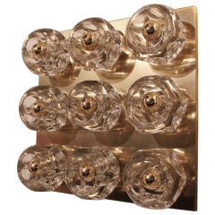 Peill & Putzler 9 Crystal Glass Cubes Wall Sconce Germany 1960s