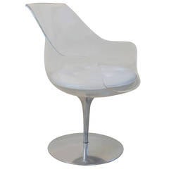 Champagne Chair by Estelle & Erwin Laverne all Original, White Leather Cushion