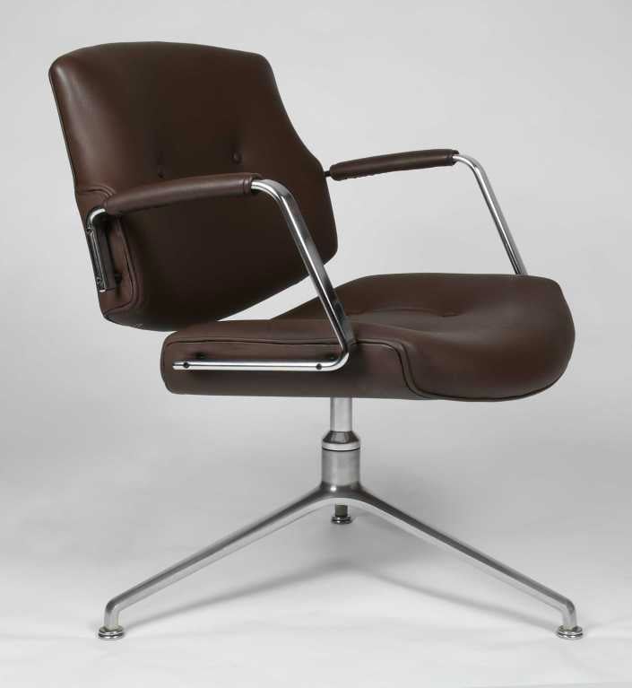 Danish Leather swivel chair by  Jørgen Kastholm & Preben Fabricius