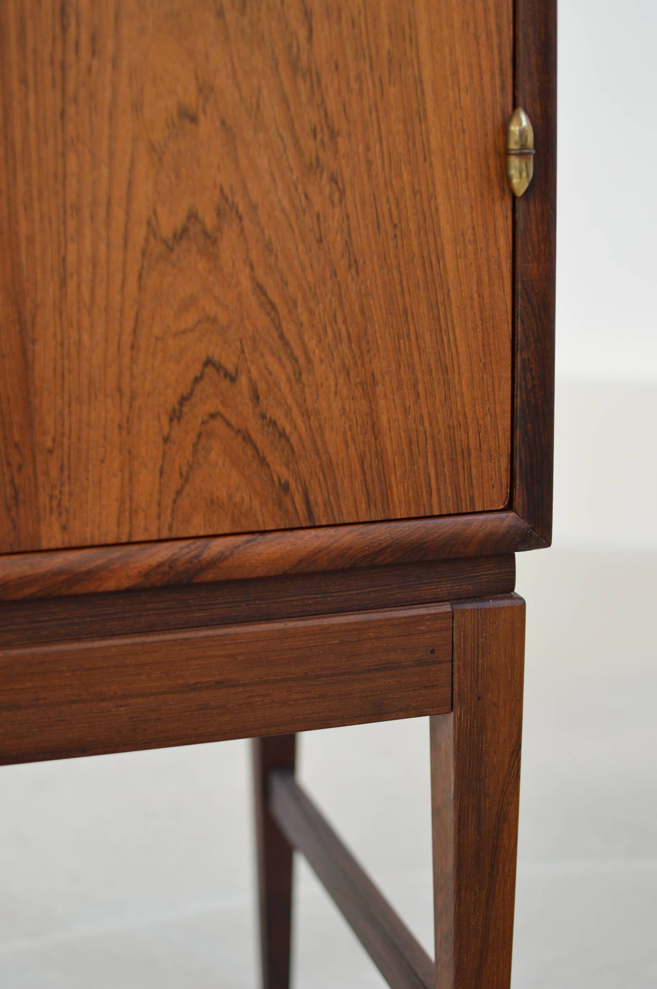 Refined Danish Rosewood Cocktail Cabinet with Brass Hinges 3