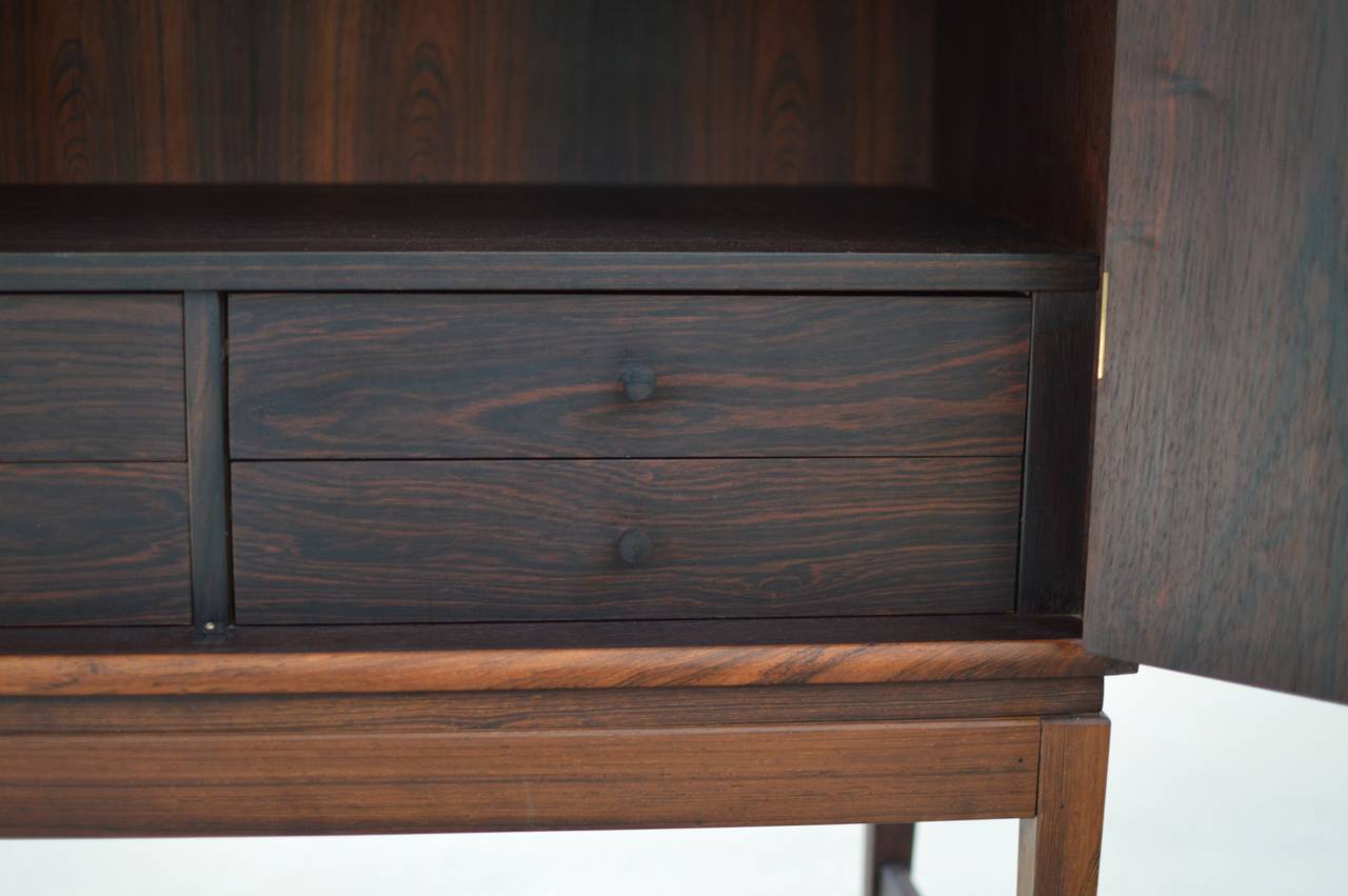 Refined Danish Rosewood Cocktail Cabinet with Brass Hinges 4