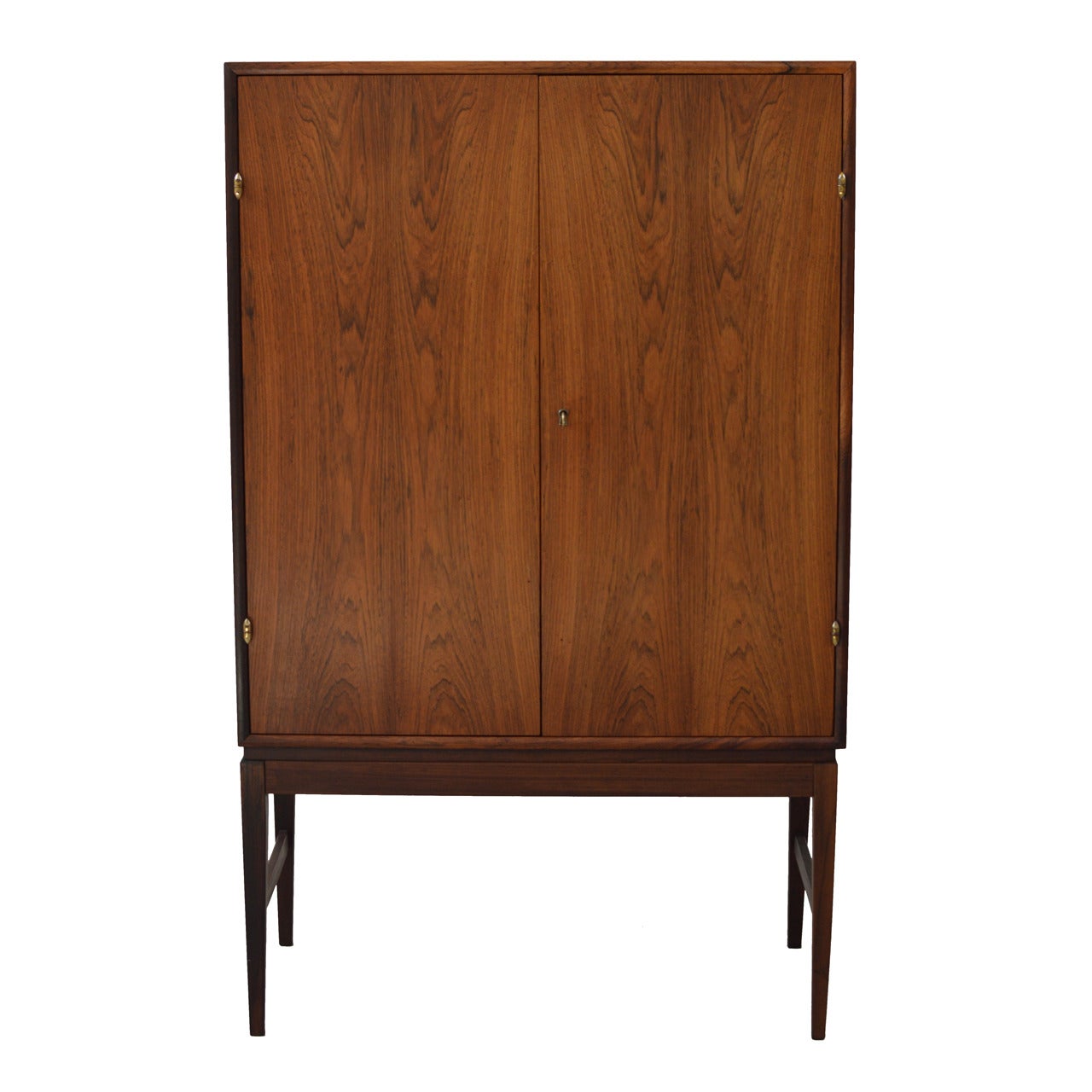 Refined Danish Rosewood Cocktail Cabinet with Brass Hinges