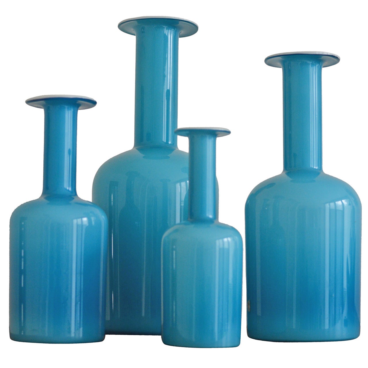 Turquoise "Gulvvase" Vases by Otto Brauer for Kastrup - Holmegaard