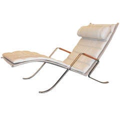Vintage Custom stone white Grasshopper lounge chair by Kastholm - Fabricius