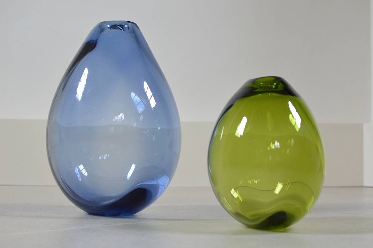 Blown Glass Rare Extra Large 'Drop Vases' by Per Lutken for Holmegaard