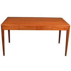 Refined Danish 4 Drawer Desk By Severin Hansen for Haslev