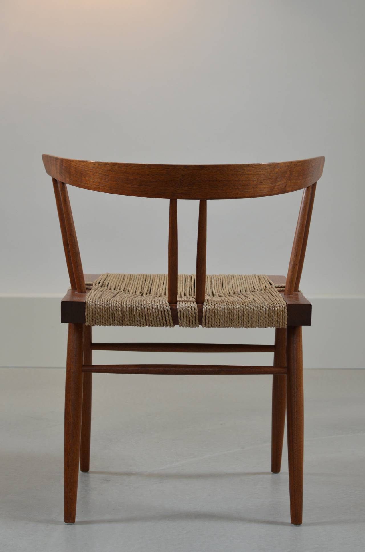Mid-Century Modern George Nakashima Black Walnut Grass Seat Chairs