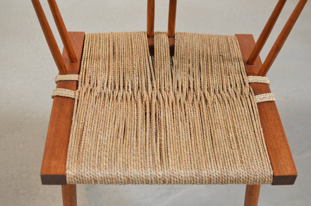 Mid-20th Century George Nakashima Black Walnut Grass Seat Chairs