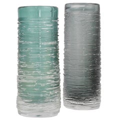 Pair of Glass 'Spun' Vases by Bengt Edenfalk for Skruf Sweden