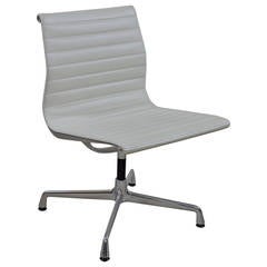 White Leather EA105 Chair by Charles and Ray Eames