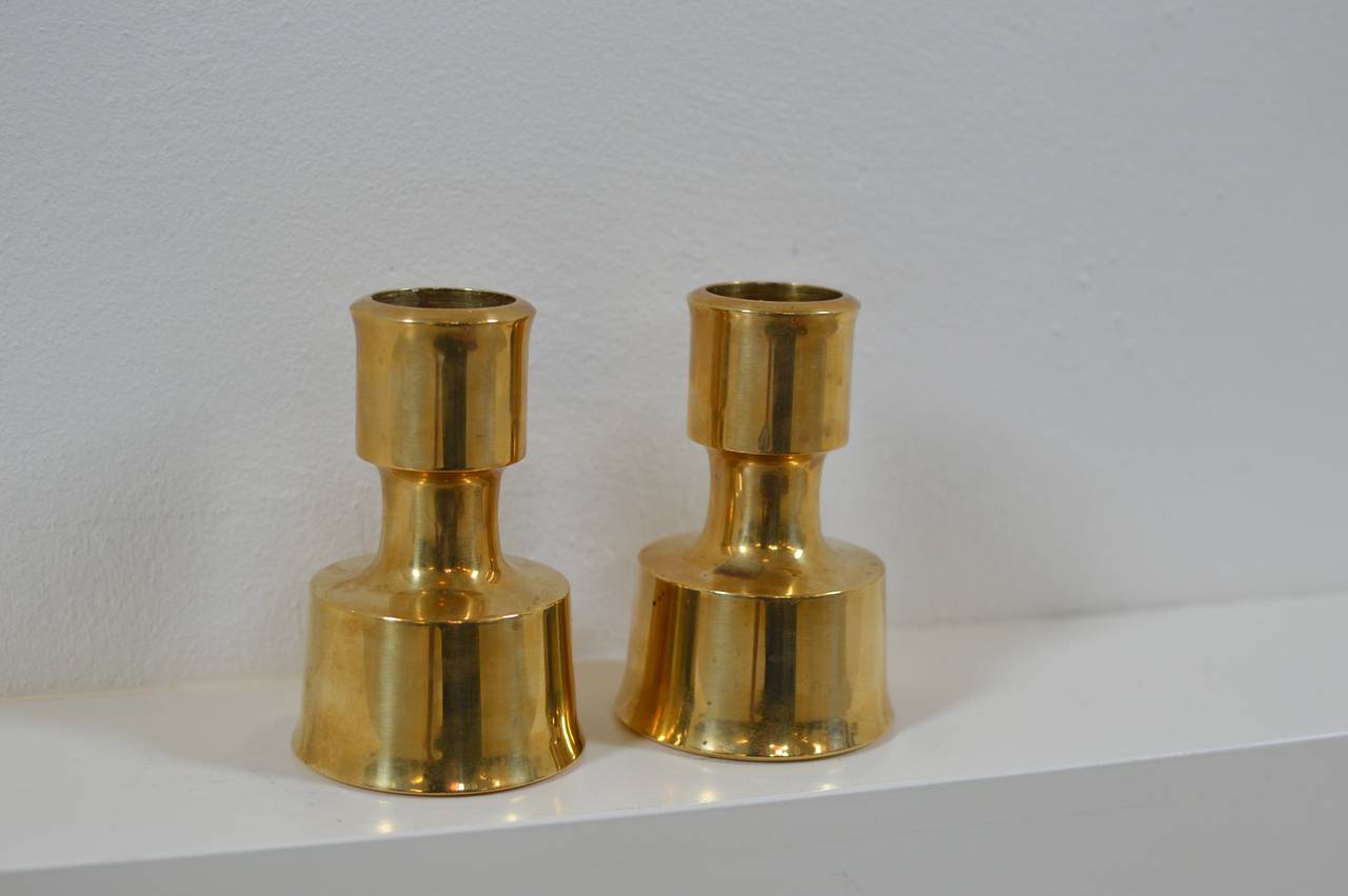Pair of Brass Candle Holders by Jens H. Quistgaard for Dansk at 1stDibs