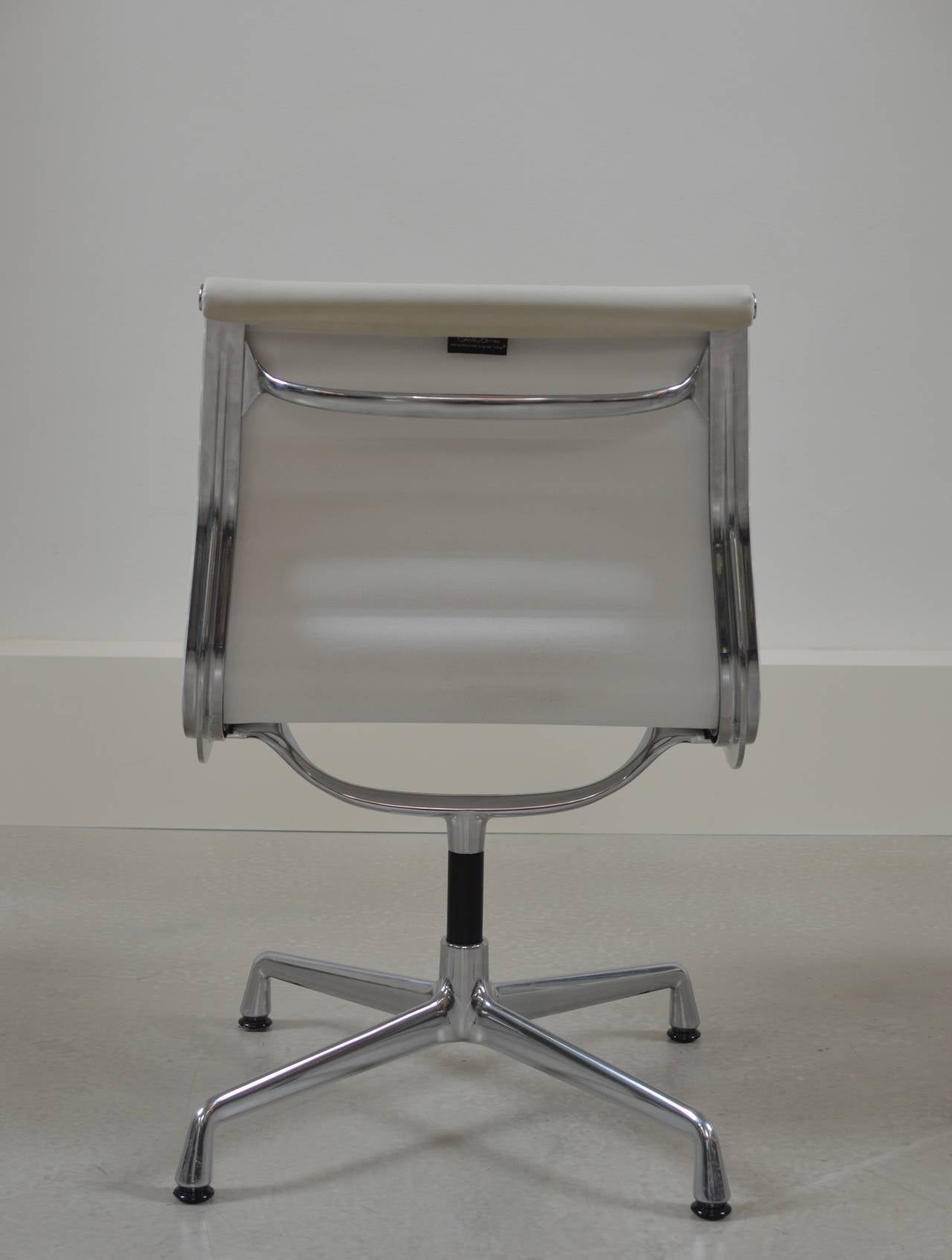 Mid-Century Modern White Leather EA105 Chair by Charles and Ray Eames