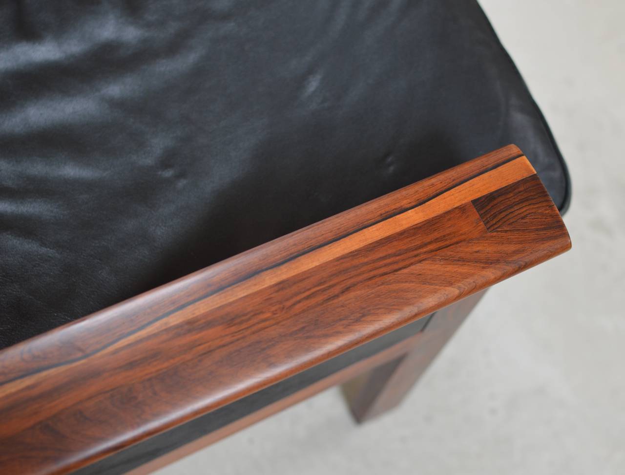 Rosewood & Black Leather Sofa by Illum Wikkelso for N. Eilersen 2