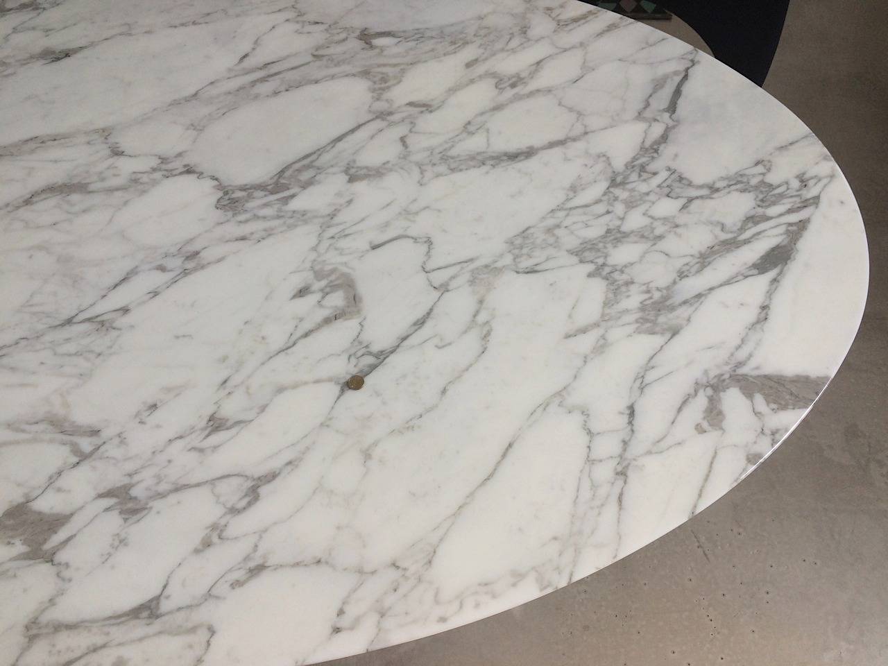 Carrara Marble Florence Knoll Marble Oval Table Desk by Knoll International