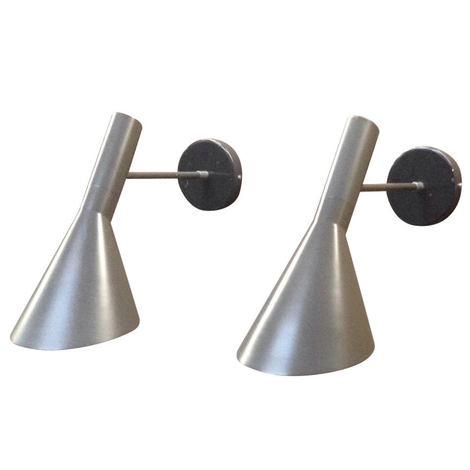 Pair of Large AJ Visor Wall Lamps by Arne Jacobsen for Louis Poulsen