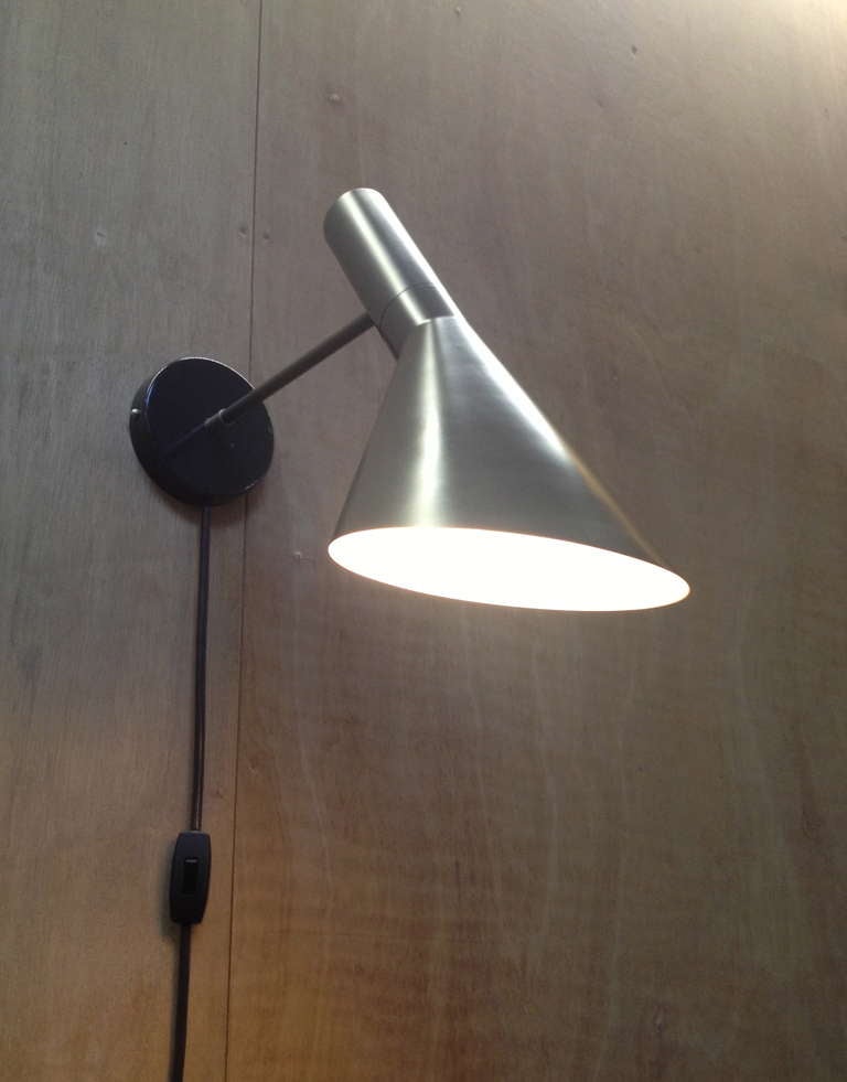 Scandinavian Modern Pair of Large AJ Visor Wall Lamps by Arne Jacobsen for Louis Poulsen