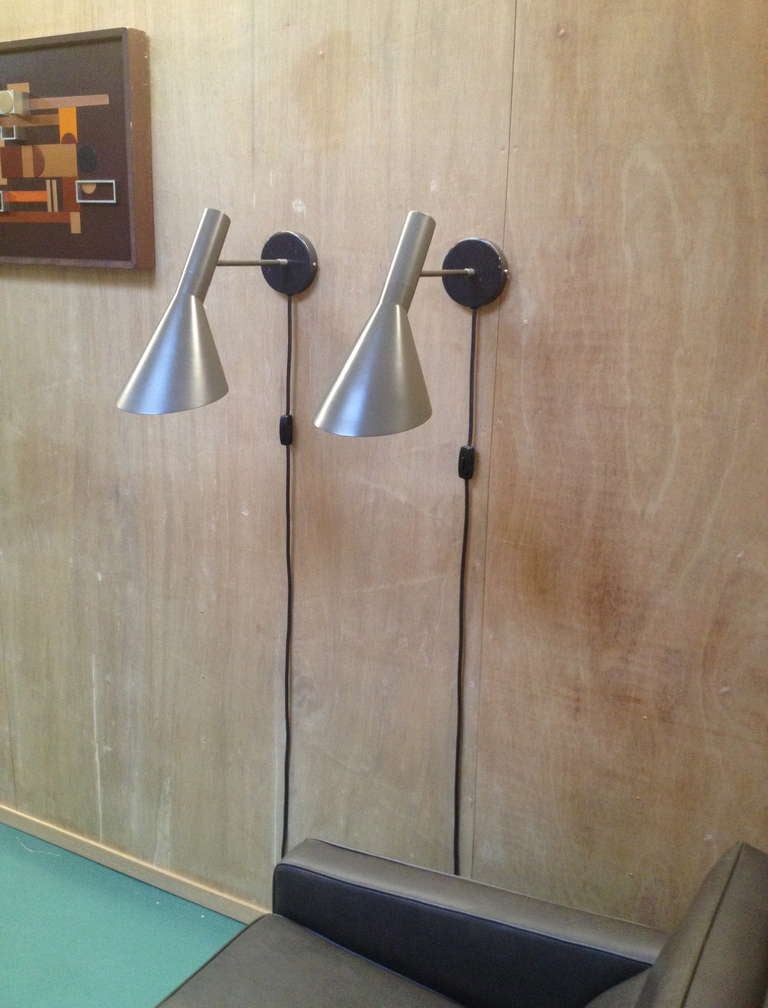 Danish Pair of Large AJ Visor Wall Lamps by Arne Jacobsen for Louis Poulsen