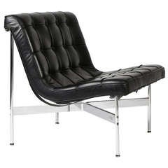 Chaise longue Laverne International "New York Lounge Chair" En cuir noir d'origine