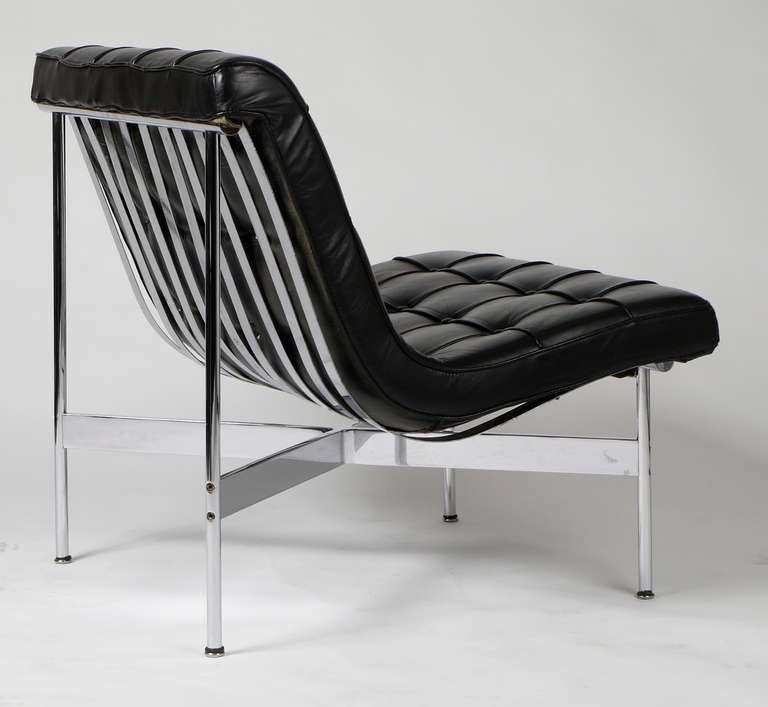 Mid-Century Modern Laverne International 'New York Lounge Chair' In original black leather