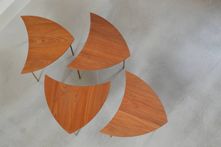 Versatile Occasional Teak and Brass Tables, Model FD 523 by Peter Hvidt