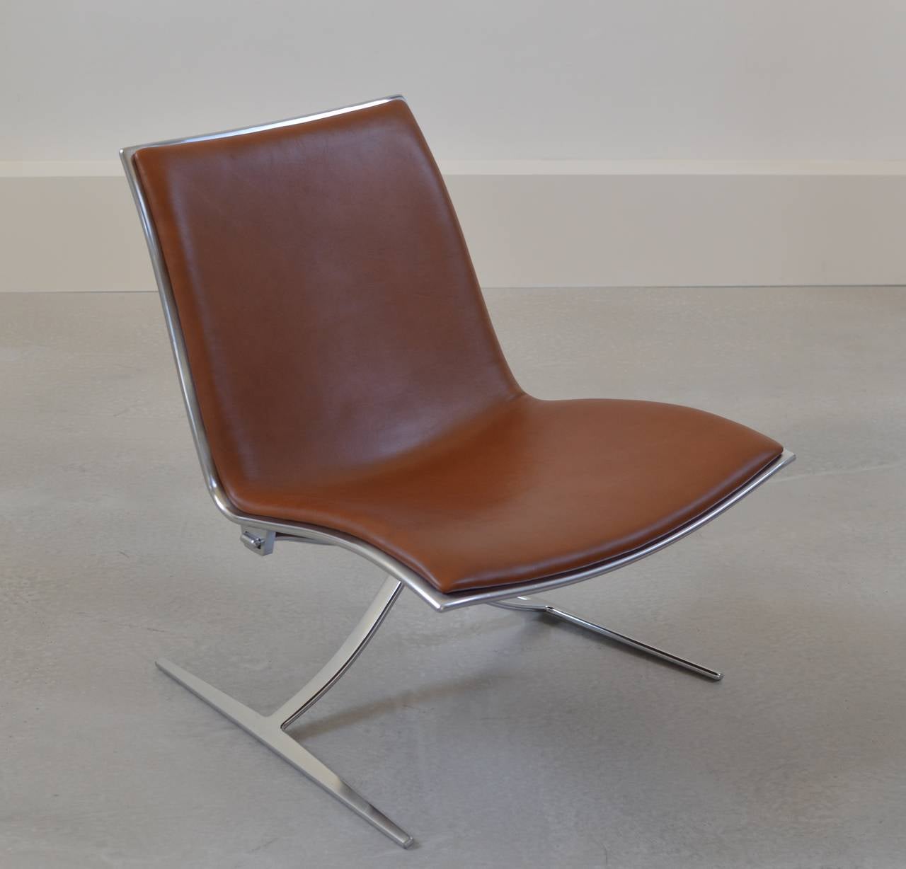 Tan Leather Skater Chair by Preben Fabricius & Jørgen Kastholm In Excellent Condition In Utrecht, NL