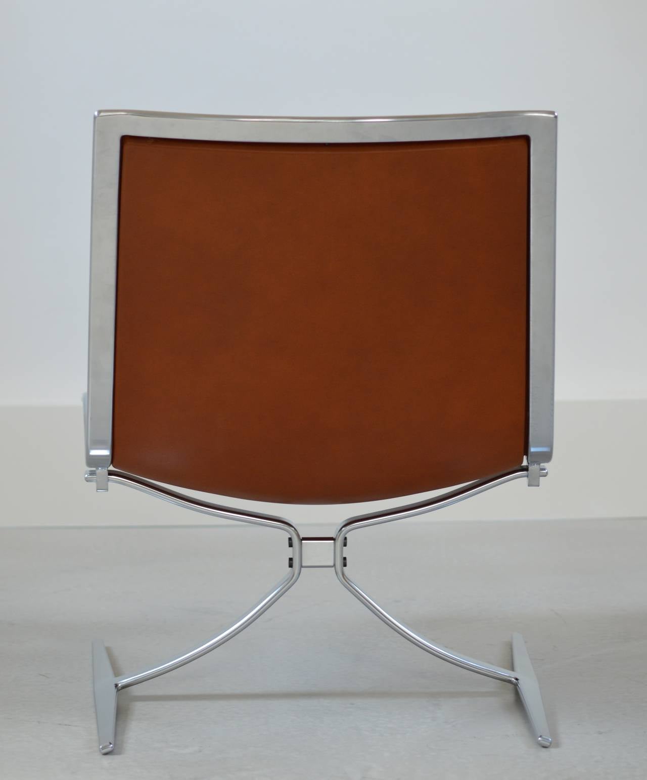 Danish Tan Leather Skater Chair by Preben Fabricius & Jørgen Kastholm