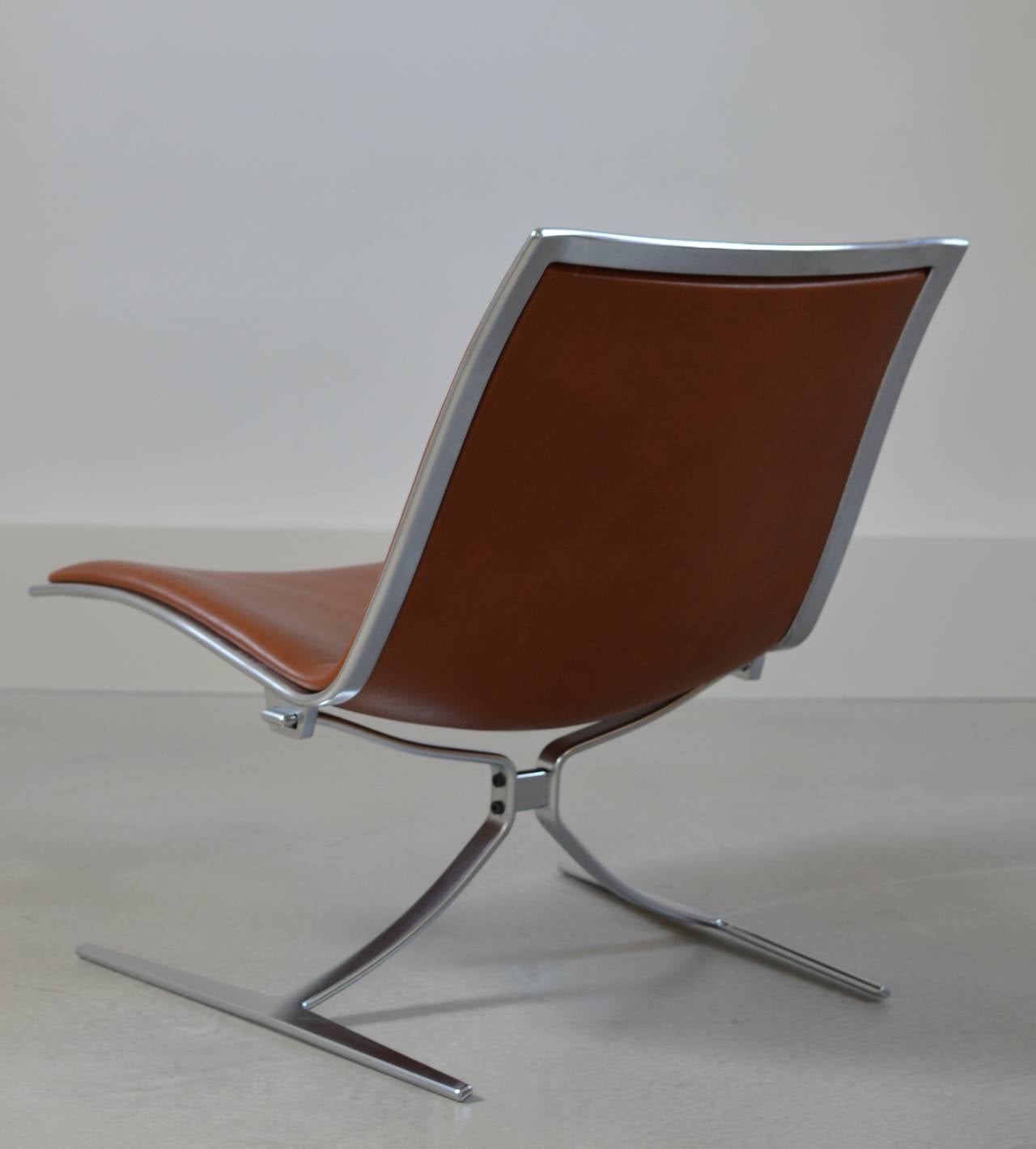 Scandinavian Modern Tan Leather Skater Chair by Preben Fabricius & Jørgen Kastholm