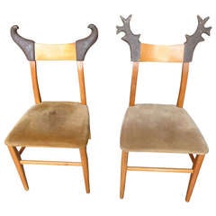 Vintage Two Burlesque Horned Chairs