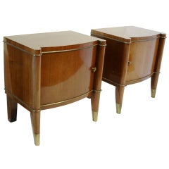 Pair Of Mahogany Decoene Side Tables With Bronze Details